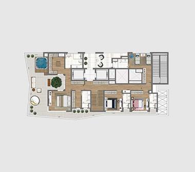 Perspectiva planta duplex superior