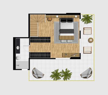 Perspectiva pavimento superior duplex 97M2