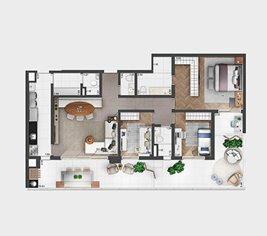 Planta 2 dorm 146m²