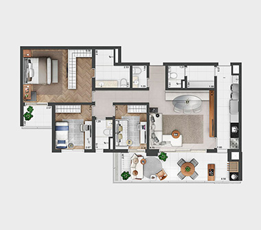 Planta 2 dorm 127m²