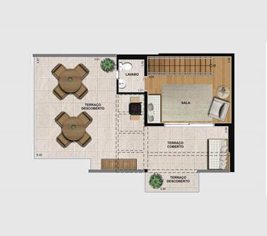 Perspectiva planta duplex superior 113M2