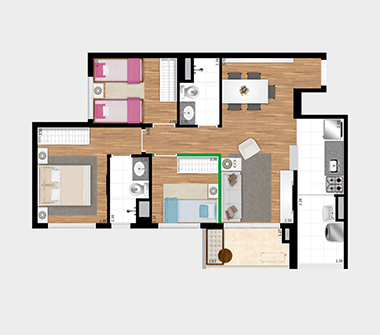 Perspectiva planta 3 dorms