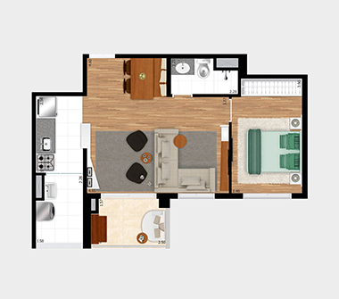 Perspectiva planta 2 dorms ampliado