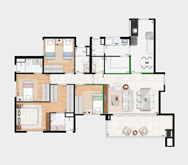 Planta 116m² 4 dorms