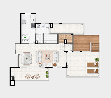 Planta duples 181m² pavimento inferior