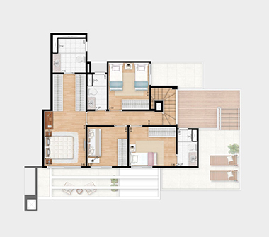 Planta duples 181m² pavimento superior