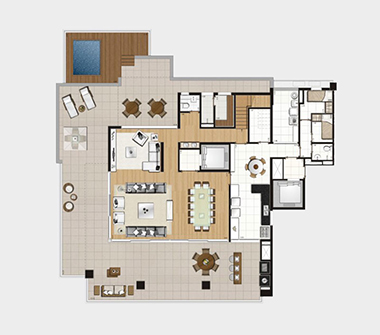 Perspectiva planta duplex 581M2