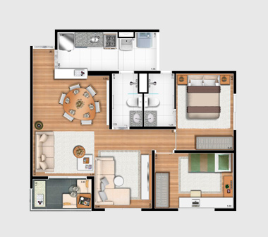 Perspectiva planta 59M2 ampliado