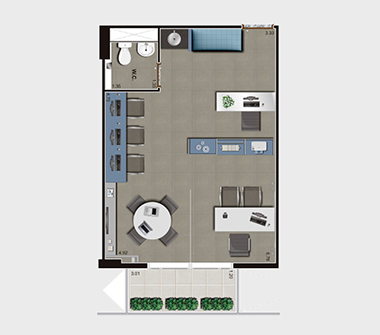 Perspectiva planta de 39m²