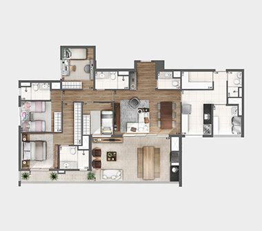 Perspectiva planta 4 dorms