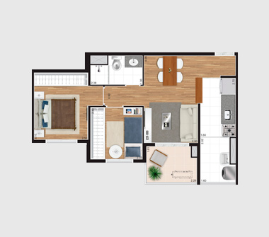 Perspectiva planta 2 dorms