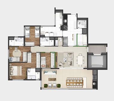 Perspectiva planta 141M2