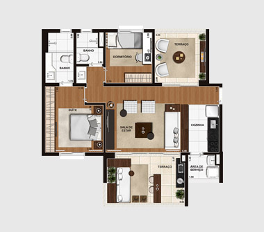 Perspectiva planta 84M2