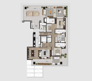 Planta Maison 2 com 3 suítes 254m²