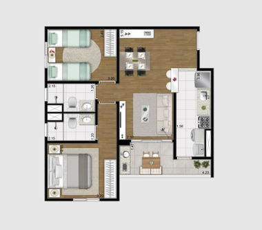 Perspectiva ilustrativa da planta